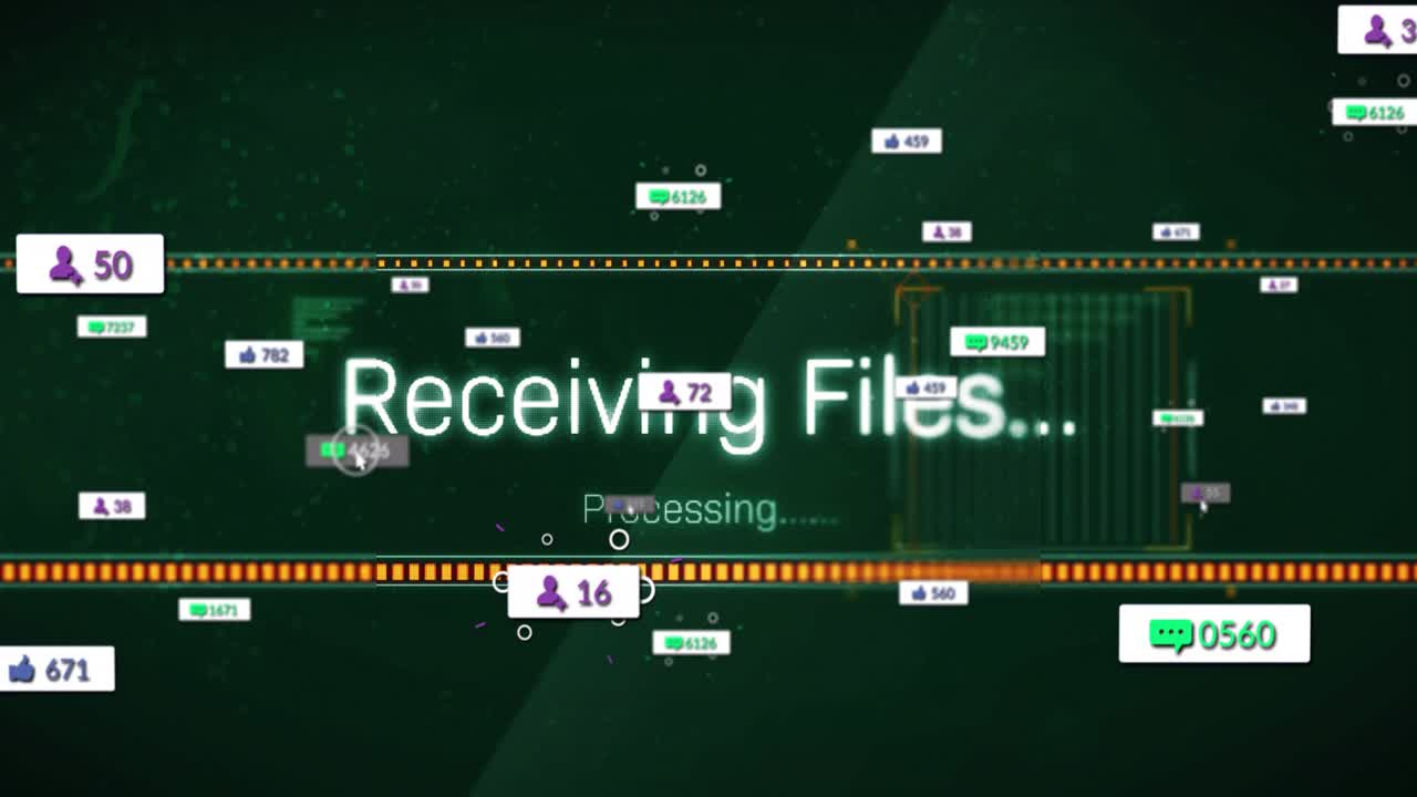Rectangle appearing initiating floating badges drifting and text fading visualizing data flow