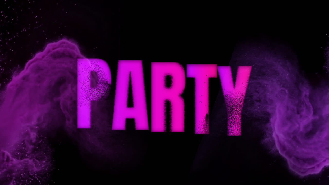 Party Text with Pink and Purple Smoke Effect