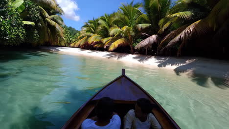 tropical river boat ride through palm trees
