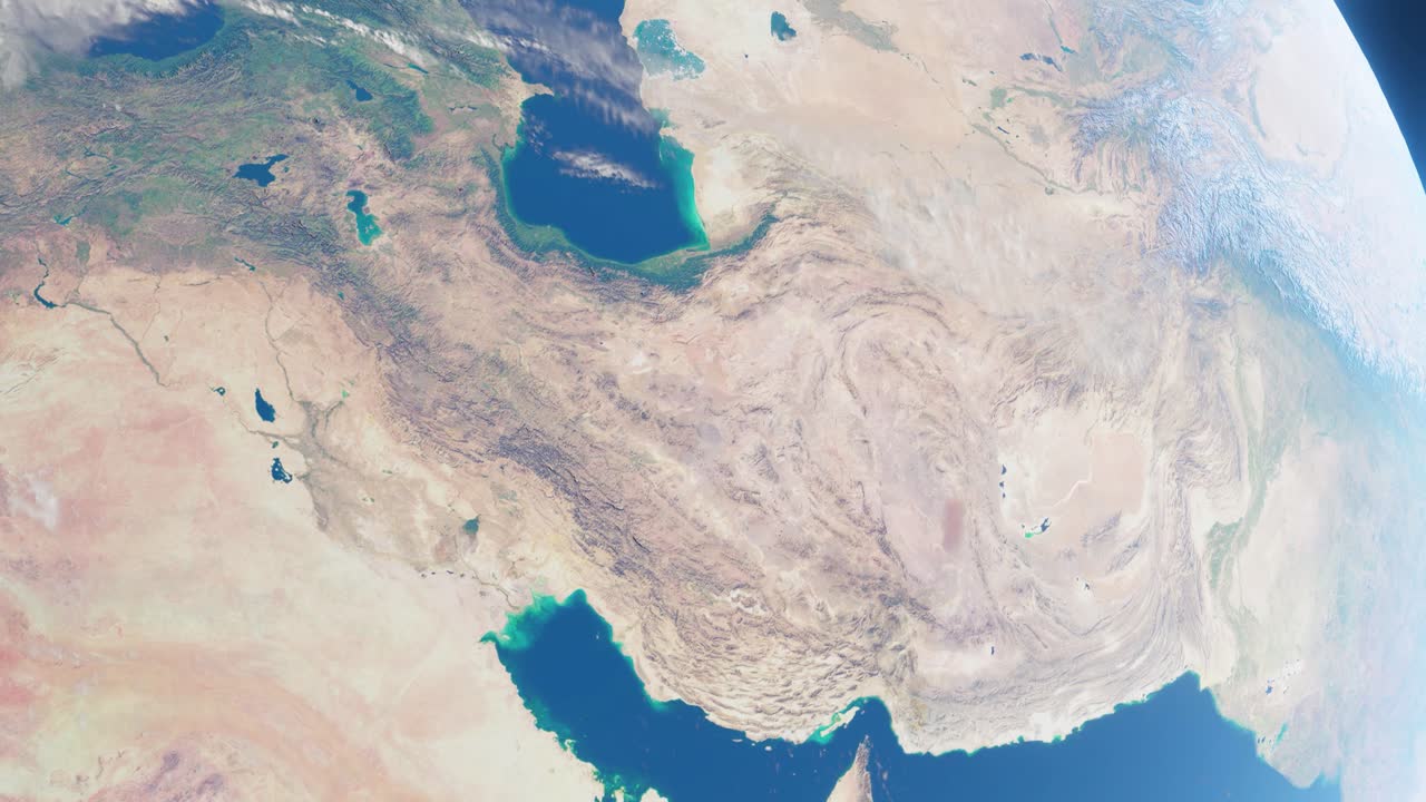 3D Animation showing Iran from space