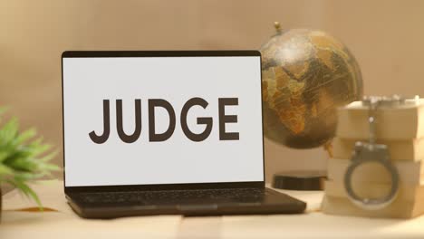 judge displayed in legal laptop screen