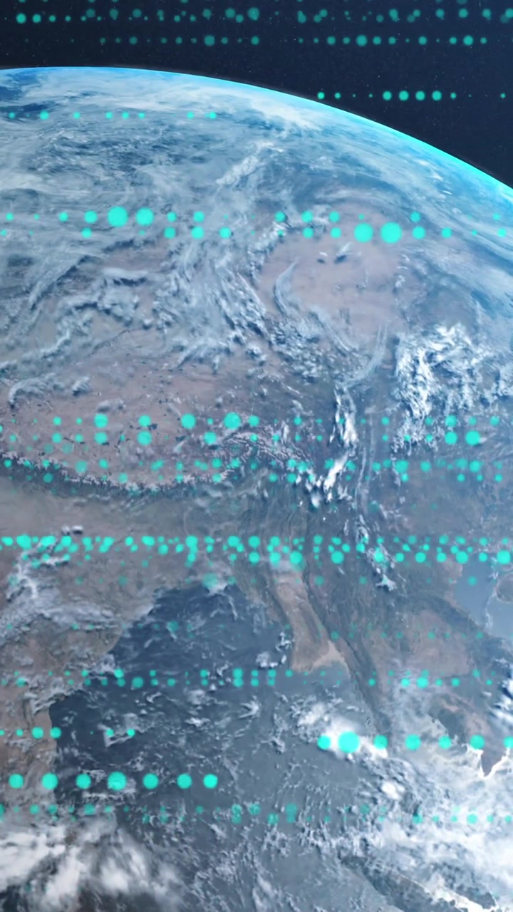 Animation of computer data processing over globe