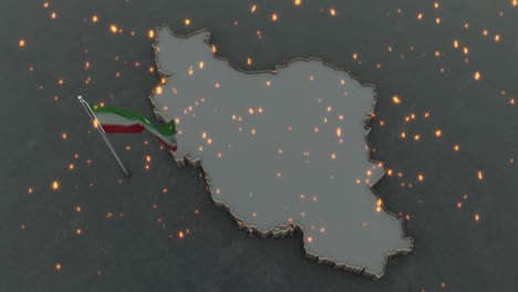 iran map and flag background 4k