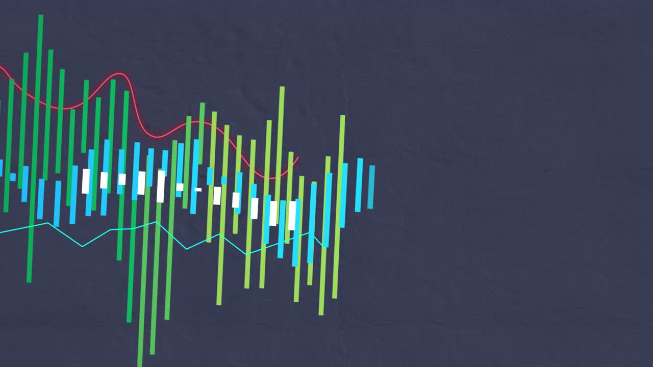 animación del procesamiento de datos estadísticos contra un fondo de textura gris.