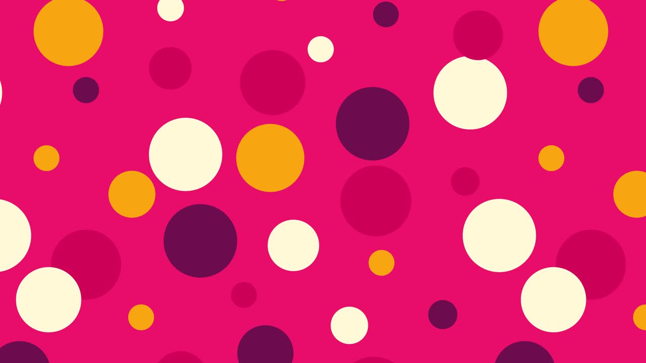 Sfondo astratto con motivo a cerchi colorati. Sfondo semplice con punti in movimento 4K. Cerchi colorati su sfondo rosso