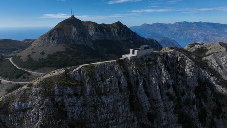 mausoleum drone view over the lovcen mountain in montenegro