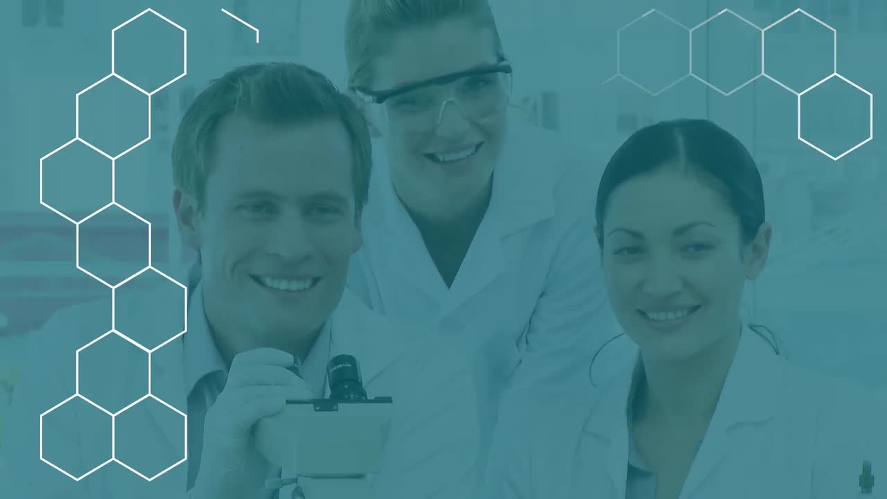 다양한 과학자들에 대한 육각형의 애니메이션