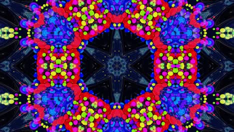 simetría estelar. efecto caleidoscopio de superficie líquida ondulada brillante con círculos distorsionados flotan como gotas de pintura en aceite. fondo creativo con gradiente multicolor en 4k. 3d