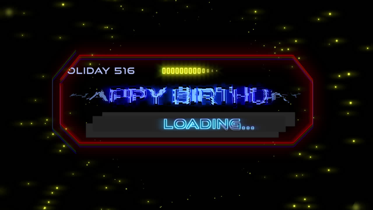 Neon Happy Birthday sign vibrant digital image for invitations and decor
