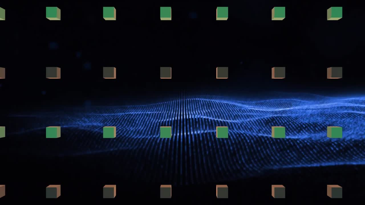 검은색 배경에 반이는 큐브의 애니메이션