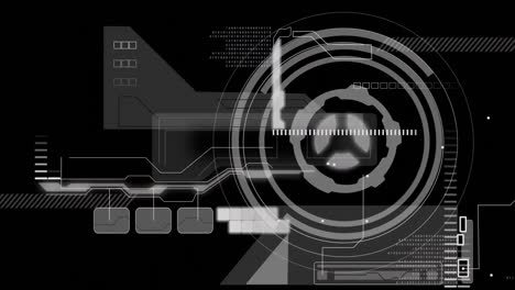 animation of sparks and data processing on black background
