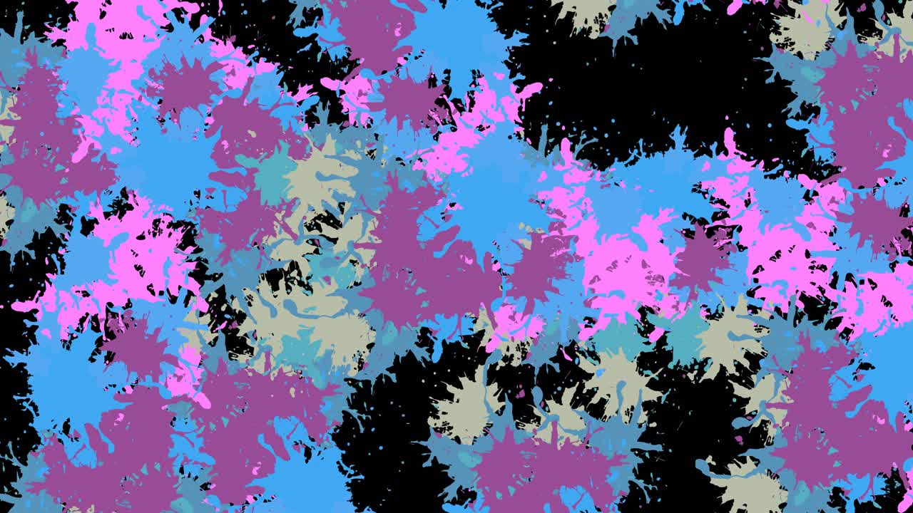 animación de salpicaduras multicolores de pintura sobre un fondo negro