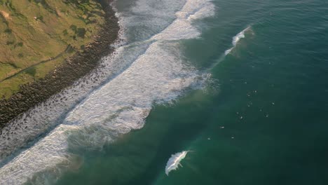 aerial views over burleigh heads at sunrise, gold coast, queensland, australia