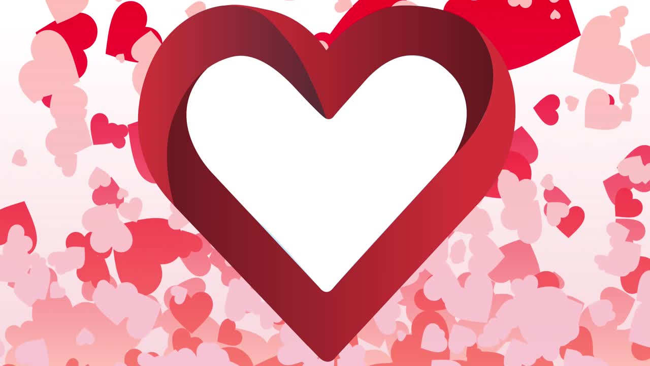 animación de corazones rojos moviéndose sobre fondo blanco