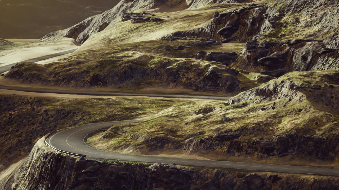 camino por el mar en la hora de la puesta del sol