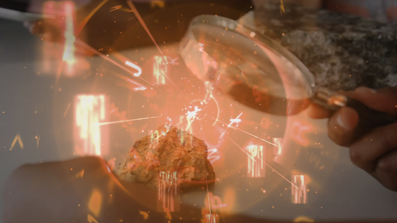 알파이 떠다니며 회전하는 아프리카계 미국인 소년은 실험실에서 현미경을 사용합니다.