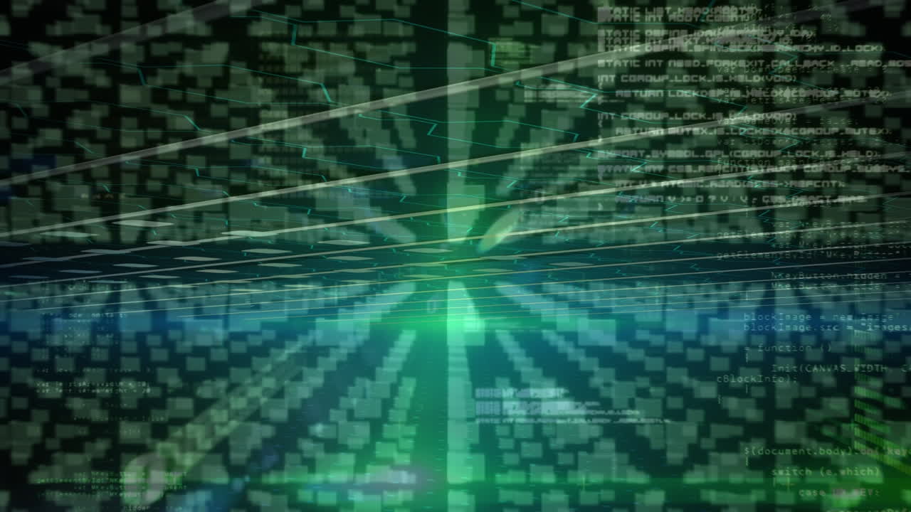 Animation of data processing and folders with online security padlock over black background