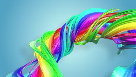 fantásticas y hermosas cintas de color arco iris retorcidas y dobladas, colorido fondo creativo con animación suave y suave de líneas y gradientes de color en 4k.