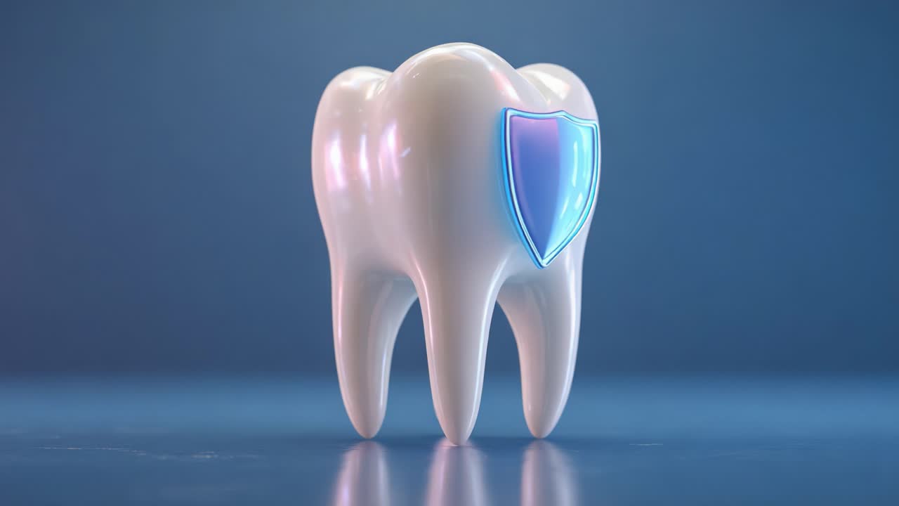 A Stunning 3D Render of a Tooth With a Protective Shield Illustrating Dental Health and Hygiene, Emphasizing the Importance of Oral Care and Prevention