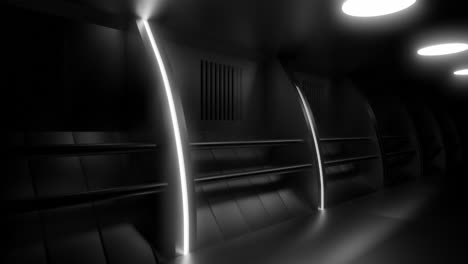 futuristic dark corridor with glowing lights