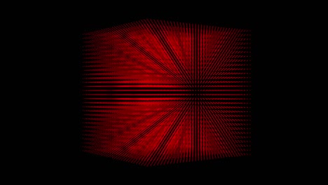 diseño abstracto de un cubo rojo. intersección de líneas y puntos. animación sin costuras