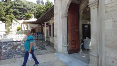 exterior of a turkish mosque and cemetery