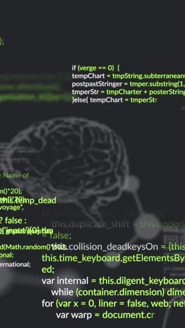 animation of data processing and brains on black background