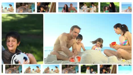 montage of different families enjoying moments together