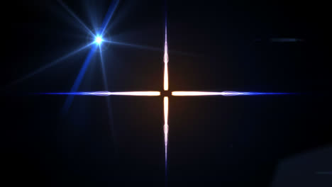 animación de una cruz de líneas distorsionada con una estrella en movimiento sobre un fondo oscuro