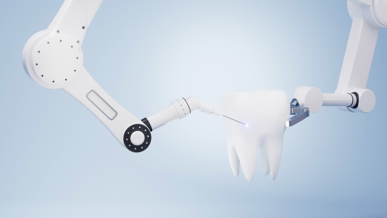 Mechanical arm with tooth, 3d rendering.