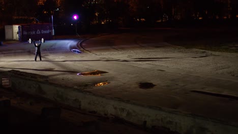 nighttime weightlifting performance in abandoned sports arena