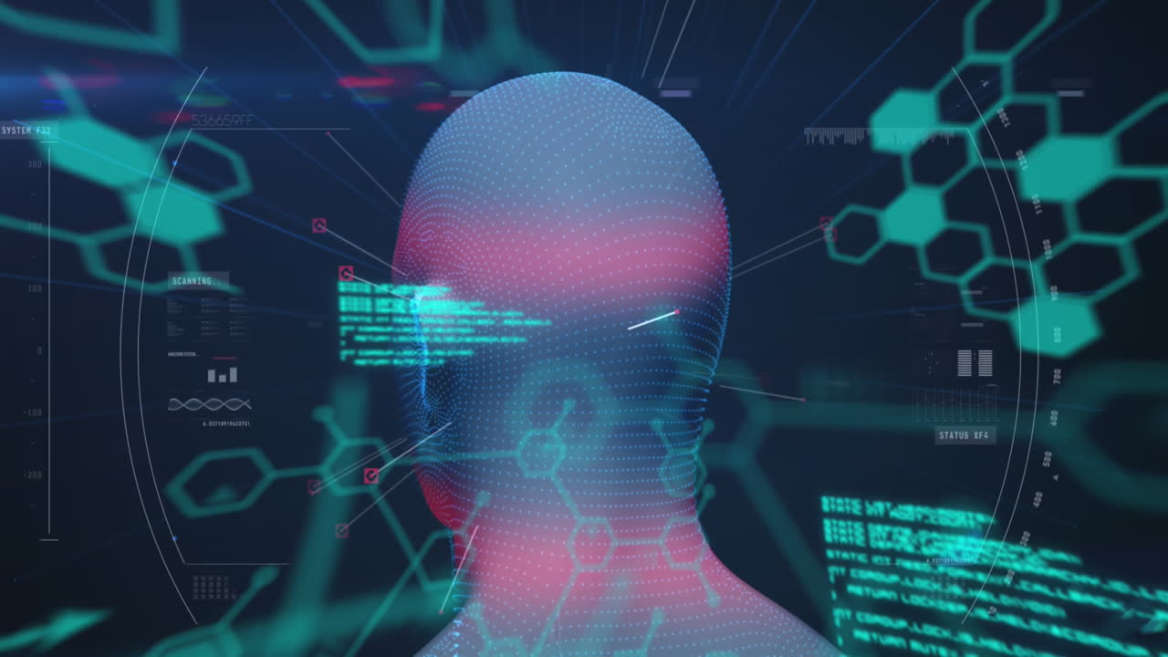 Animation of computer language and human representation and molecule structures