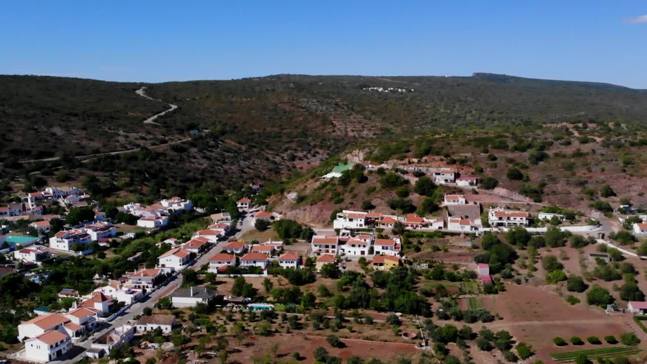 Drone shot of the country site in Algarve, Portugal.