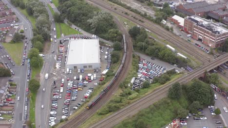 drone shot following train on railway 03