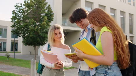 Group of students studying together on campus