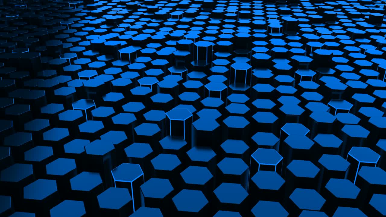 Blue Digital Looped Hexagon Background