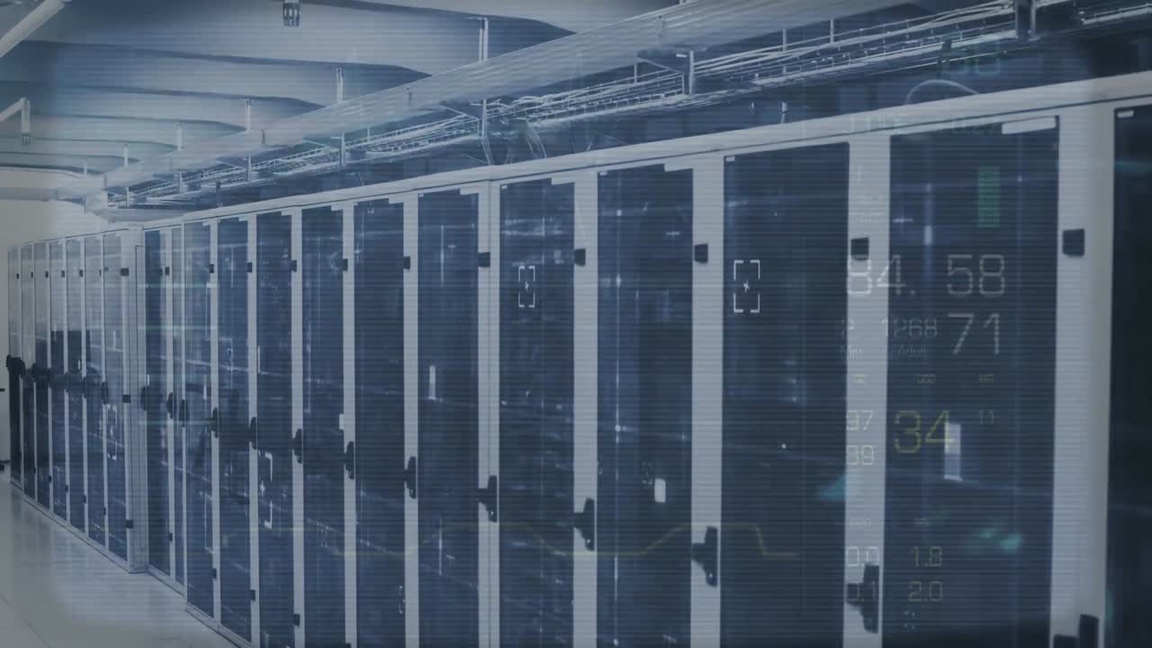 Animation of data processing over server room