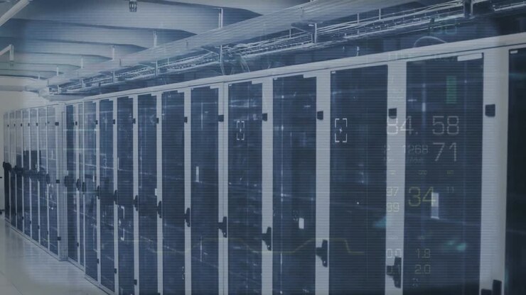 Animation of data processing over server room