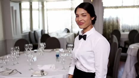 Pretty-waitress-passing-the-bill