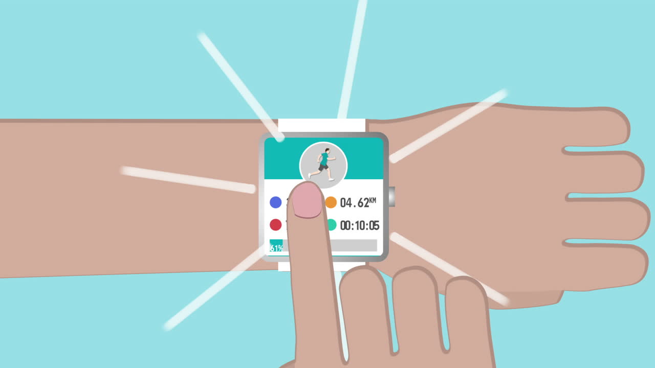 아이콘과 함께 스마트 워치 개념