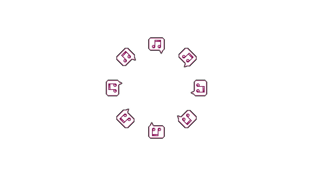 Pixel Art Speech bubble Eighth notes Spinning Circle Animated Overlay Transparent 30fps (1)