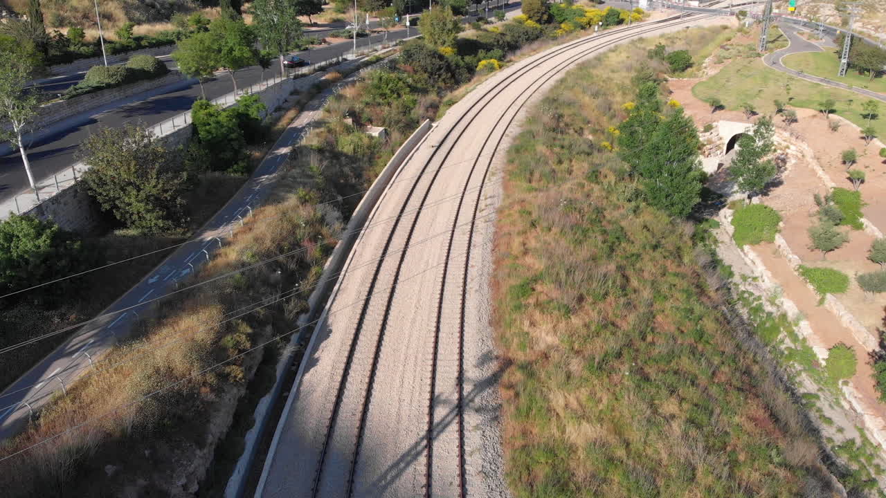 Flying over train rails