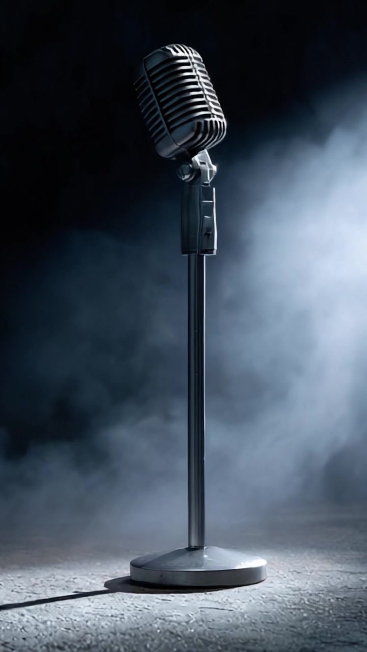 Captivating Moments with a Vintage Microphone Set Against a Smoky Background, Perfectly Highlighting the Essence of Music and Performance in Any Creative Setting