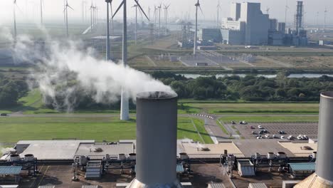 powerplant at the eemshaven, the netherlands. aerial drone video.