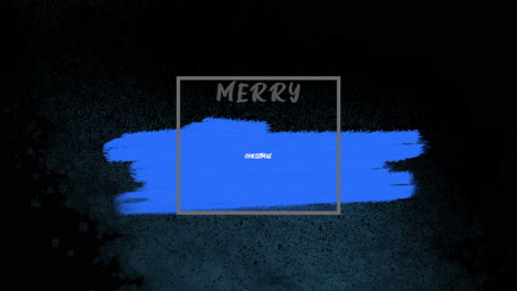 merry christmas with blue brush on black background