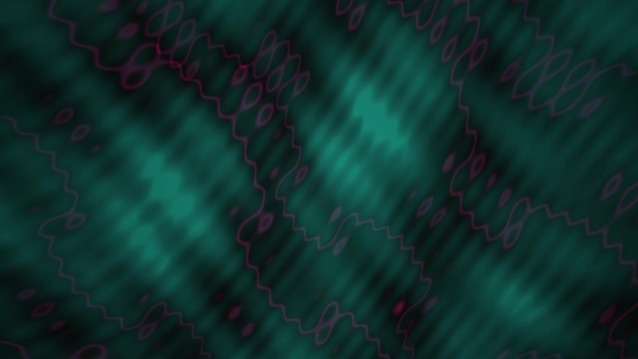 Abstracte Bewegende Achtergrond met Blauwgroene Golven en Roze Krabbellijnen