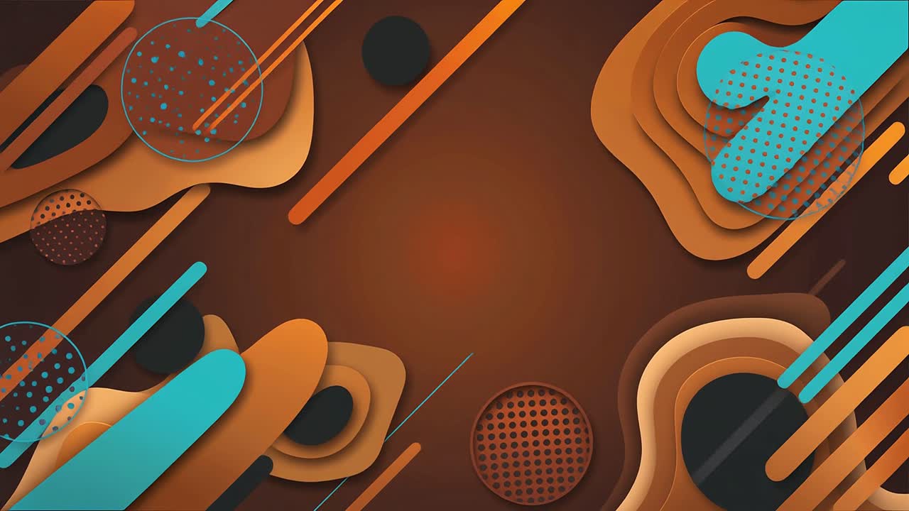 Abstract Animated Background with Layered Geometric Shapes and Halftone Patterns