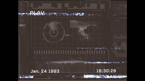 Animation of data processing over dark background