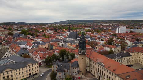 dramatische luftansicht flugturm bastille weimar altstadt kulturstadt thüringen deutschland herbst 23