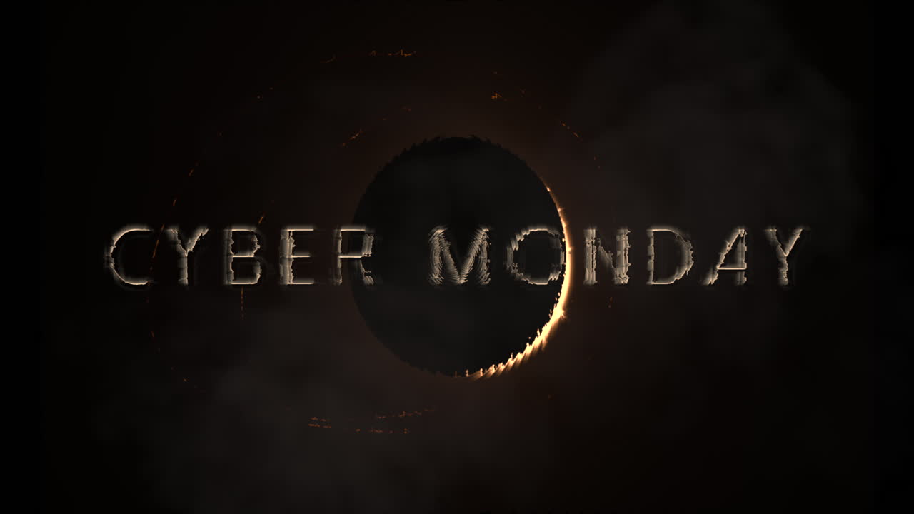 Cyber Monday con grande pianeta e luce nella galassia